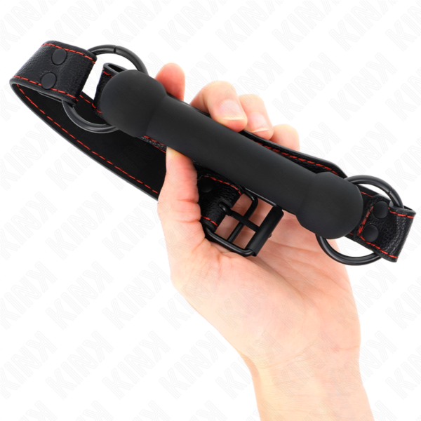 KINK - MORDAÇA DE OSSO COM ALÇA DE COURO PRETA AJUSTÁVEL 41-57 CM - Image 4