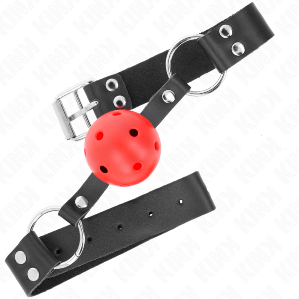 KINK - BOLA RESPIRÁVEL 4 CM MORDAÇA COM REBITE DUPLO VERMELHO 62,5 x 2,5 CM AJUSTÁVEL 42-58 CM - Image 2
