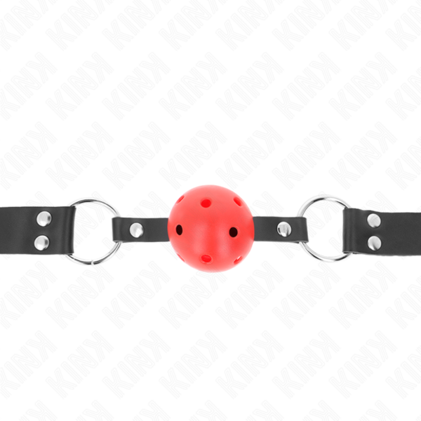 KINK - BOLA RESPIRÁVEL 4 CM MORDAÇA COM REBITE DUPLO VERMELHO 62,5 x 2,5 CM AJUSTÁVEL 42-58 CM - Image 3