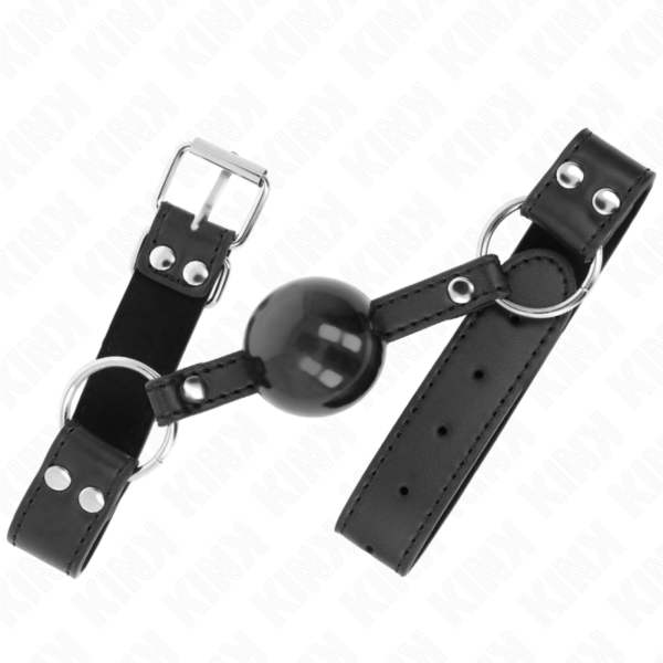 KINK - BOLA MACIA E SÓLIDA MORDAÇA DE 4 CM COM ALÇA DE COURO 62 x 2,5 CM AJUSTÁVEL 42-58 CM - Image 2