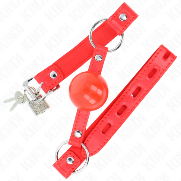 KINK - MORDAÇA BOLA TPE 4 CM COM FECHADURA ROJO 60 x 2 CM - Image 2