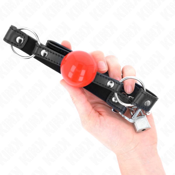 KINK - BOLA MORDAÇA 4 CM COM FECHADURA BOLA VERMELHA ALÇA PRETA 60 x 2 CM - Image 4