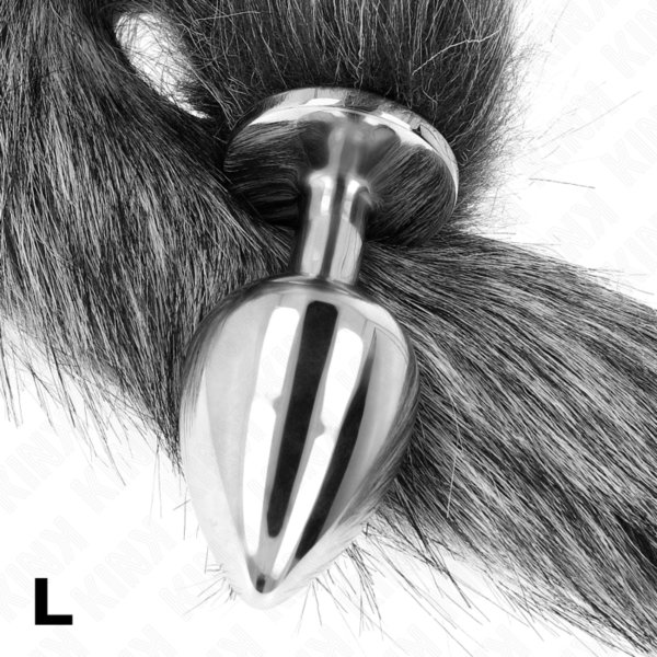 KINK - PLUG ANAL TAMANHO L 10 X 4 CM COM CAUDA SINTÉTICA 40 CM CINZA - Image 3