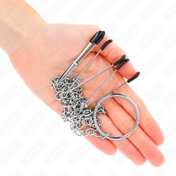 KINK - PINÇAS TRIPLAS PARA BICOS E CLITÓRIS COM CORRENTE MODELO 1 - Image 3