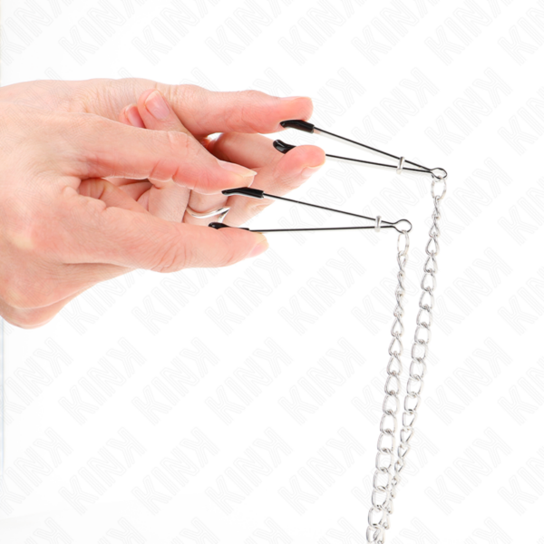 KINK - PINÇAS TRIPLAS PARA BICOS E CLITÓRIS COM CORRENTE MODELO 1 - Image 2