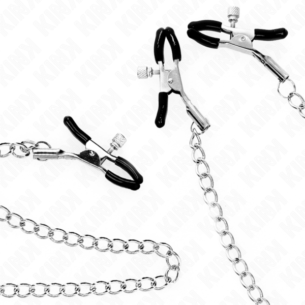 KINK - PINÇAS TRIPLAS PARA BICOS E CLITÓRIS COM CORRENTE MODELO 0 - Image 4