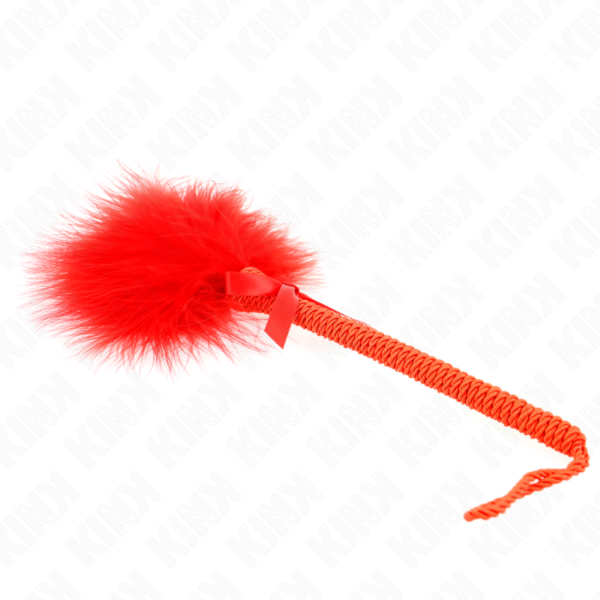 KINK - VARINHA DE CORDA DE NYLON COM PENAS DE CÓCEGAS E LAÇO VERMELHO 25 CM - Image 3