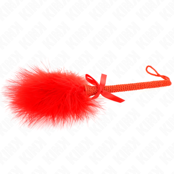 KINK - VARINHA DE CORDA DE NYLON COM PENAS DE CÓCEGAS E LAÇO VERMELHO 25 CM - Image 4