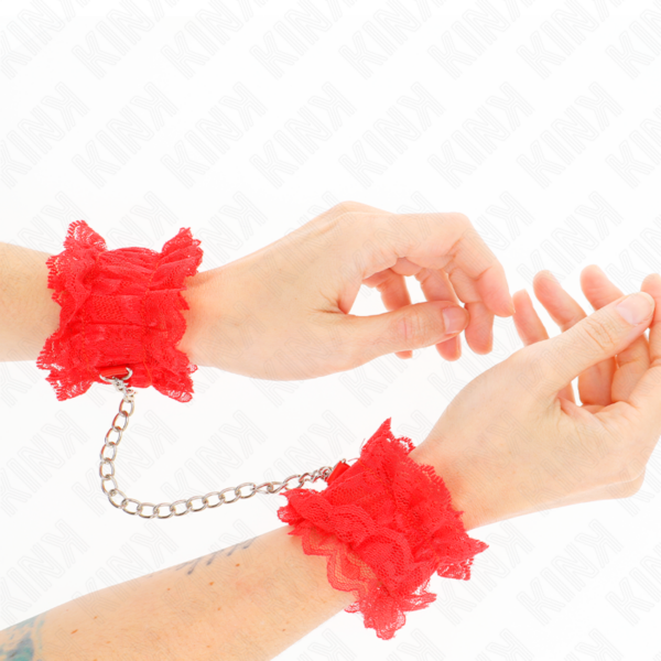 KINK - PUNHOS ELÁSTICOS DE RENDA VERMELHO - Image 3