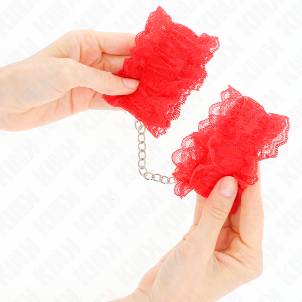 KINK - PUNHOS ELÁSTICOS DE RENDA VERMELHO - Image 4