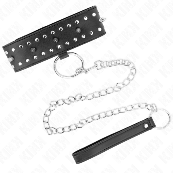 KINK - COLAR COM TRELA 65 CM COM PREGOS PRATA MODELO 1 AJUSTÁVEL 36-43 CM X 5 CM - Image 3