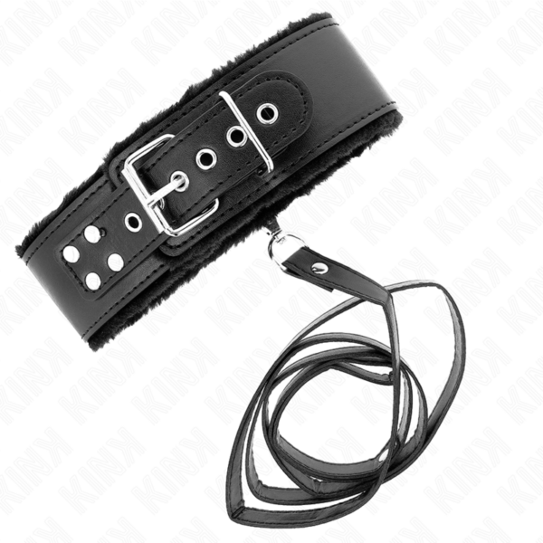 KINK - COLAR COM TRELA 116 CM COM PREGOS PRATA MODELO 4 PRETO AJUSTÁVEL 40-48 CM X 6 CM - Image 4