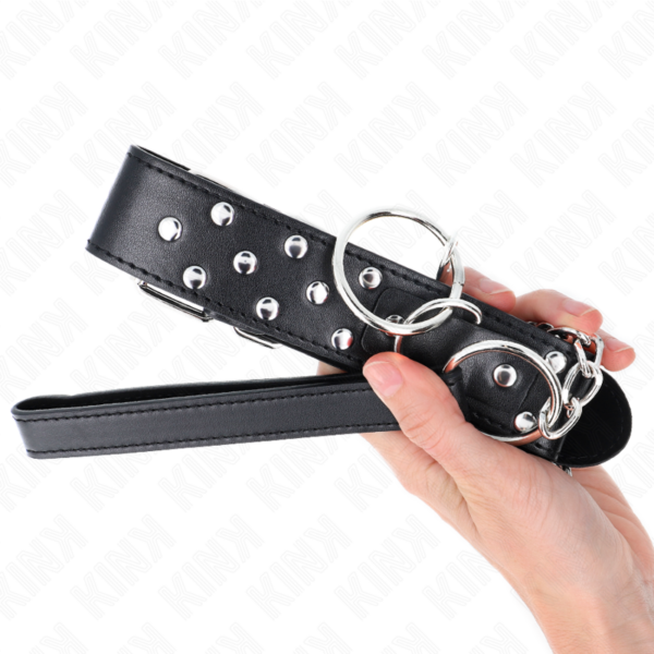 KINK - COLAR DE ALÇA DE REBITE DE ANEL COM CINTO 65 CM PRETO AJUSTÁVEL 36-50 CM X 3,8 CM - Image 5