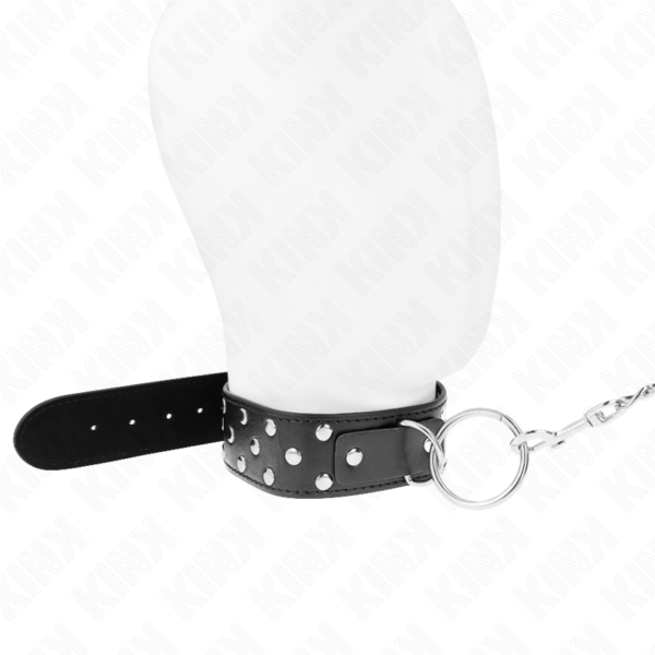 KINK - COLAR DE ALÇA DE REBITE DE ANEL COM CINTO 65 CM PRETO AJUSTÁVEL 36-50 CM X 3,8 CM - Image 2