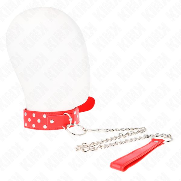 KINK - COLAR DE ALÇA DE REBITE DE ANEL COM CINTO 65 CM VERMELHO AJUSTÁVEL 36-50 CM X 3,8 CM - Image 2