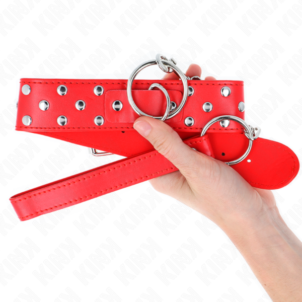KINK - COLAR DE ALÇA DE REBITE DE ANEL COM CINTO 65 CM VERMELHO AJUSTÁVEL 36-50 CM X 3,8 CM - Image 4