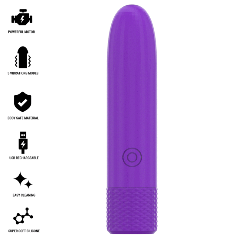 INTENSE - SYMONE  USB RECARREGÁVEL VIBRATÓRIA BULLET 8 VIBRAÇÕES ROXO 10 X 2,2 CM