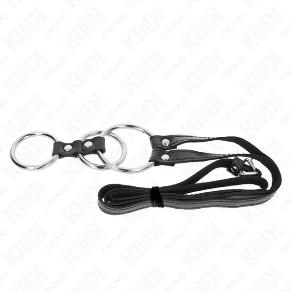 KINK - ANEL DE PÊNIS TRIPLO DE METAL 3,8 CM A 5 CM COM CINTO DE COURO 112 CM - Image 5