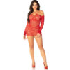 LEG AVENUE - MINI VESTIDO DE MALHA MANGA COMPRIDA OMBRO A OMBRO VERMELHO - Image 5