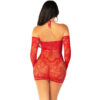 LEG AVENUE - MINI VESTIDO DE MALHA MANGA COMPRIDA OMBRO A OMBRO VERMELHO - Image 4
