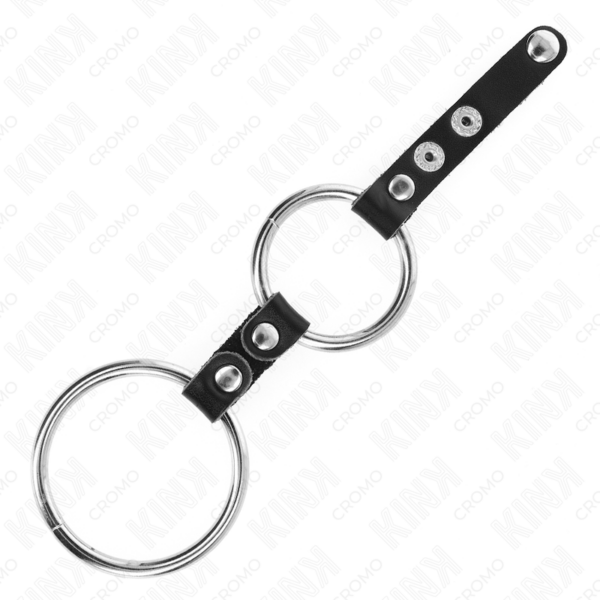 KINK - ANEL DUPLO PARA PÊNIS DE 3,8 CM A 5 CM CONECTADO POR COURO - Image 3