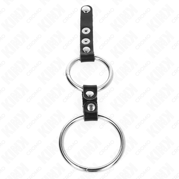 KINK - ANEL DUPLO PARA PÊNIS DE 3,8 CM A 5 CM CONECTADO POR COURO - Image 4