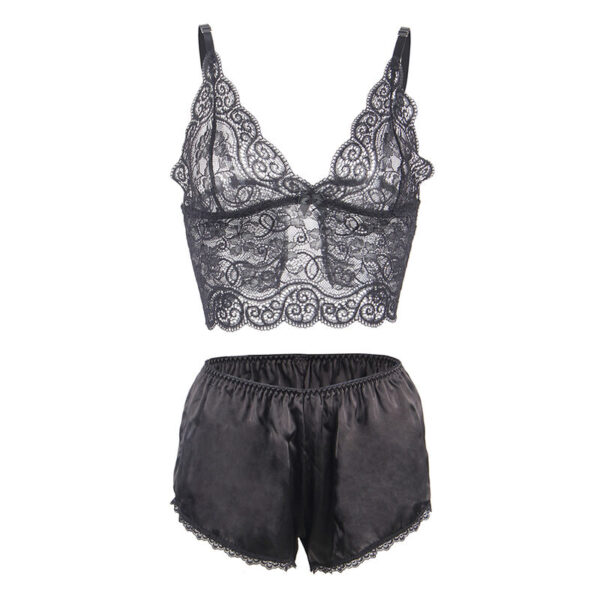 SUBBLIME - 953911 CAMISOLA DE SEDA E RENDA + CALCINHA PRETA S/M - Image 5