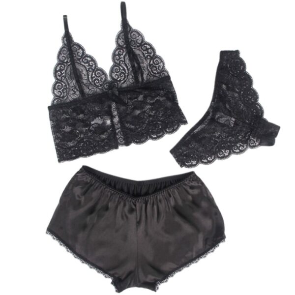 SUBBLIME - 953911 CAMISOLA DE SEDA E RENDA + CALCINHA PRETA S/M - Image 3