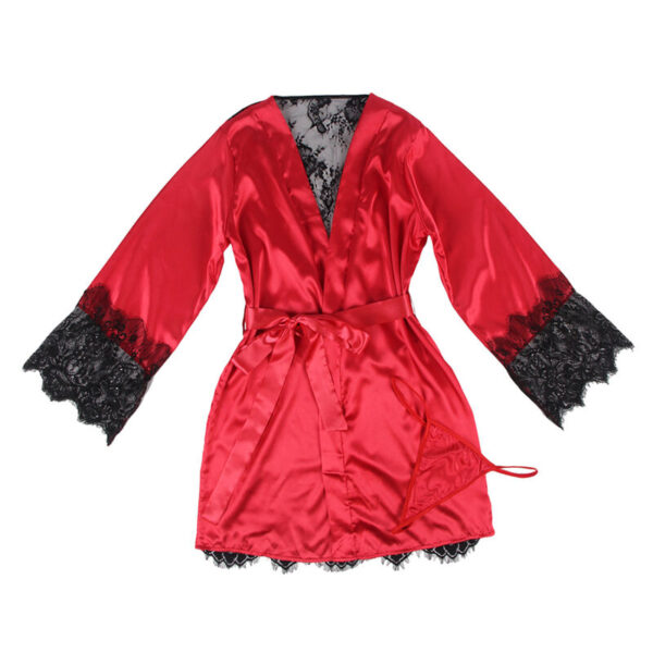 SUBBLIME - 954024 CAMISOLA DE RENDA TRANSPARENTE NAS COSTAS + TANGA VERMELHO/PRETO L/XL - Image 4