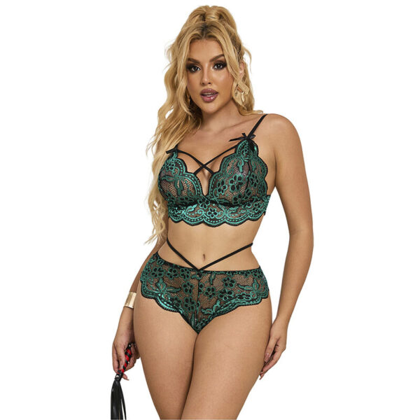 SUBBLIME - 954086 SUTIÃ + CALCINHA RENDA VERDE S/M - Image 4