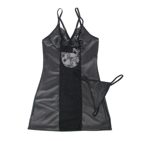 SUBBLIME - 954161 VESTIDO + TANGA COURO PRETO S/M - Image 5