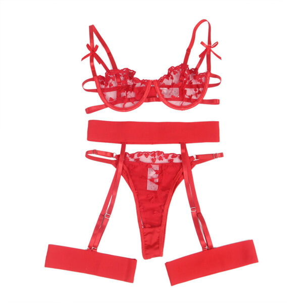 SUBBLIME - 954338 SUTIÃ COM ESTAMPA DE CORAÇÃO + TANGA + CINTO-LIGA VERMELHO L/XL - Image 5