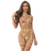 SUBBLIME - 954352 SUTIÃ + TANGA + CINTO-LIGA DESIGN FLORAL AMARELO L/XL - Image 4