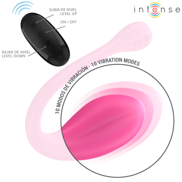 INTENSE - JANICE VIBRADOR U DUPLA ESTIMULAÇÃO 10 VIBRAÇÕES ROSA CONTROLE REMOTO - Image 4