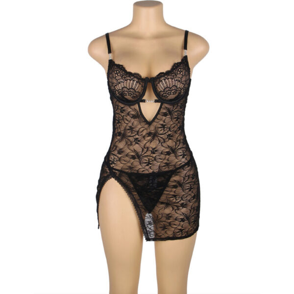 SUBBLIME - 954185 BABYDOLL DE RENDA COM ALÇAS AJUSTÁVEIS PRETO S/M - Image 3