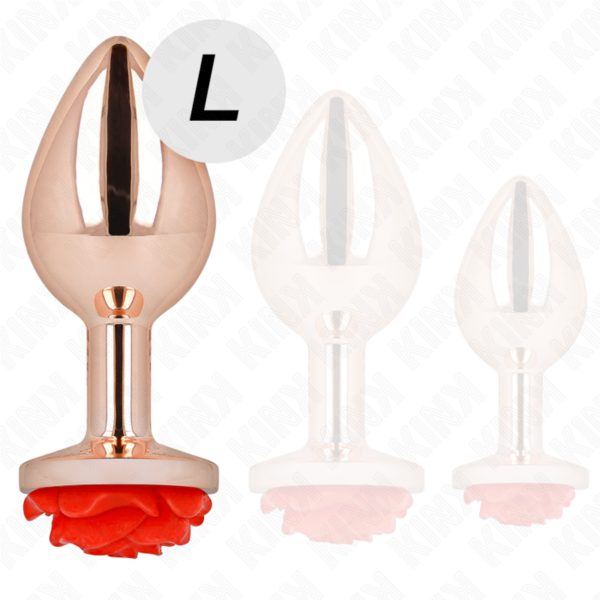 KINK - PLUG ANAL ROSA OURO COM ROSA VERMELHA L - Image 2