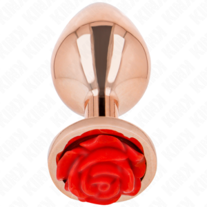 KINK - PLUG ANAL DE OURO ROSA COM ROSA VERMELHA S