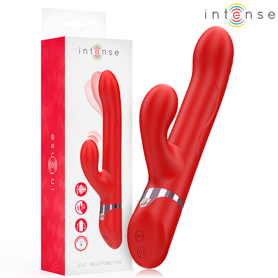 INTENSE - LELE VIBRADOR MULTIFUNCIONAL ROTATIVO  OSCILAÇÃO  ESTIMULAÇÃO VERMELHO