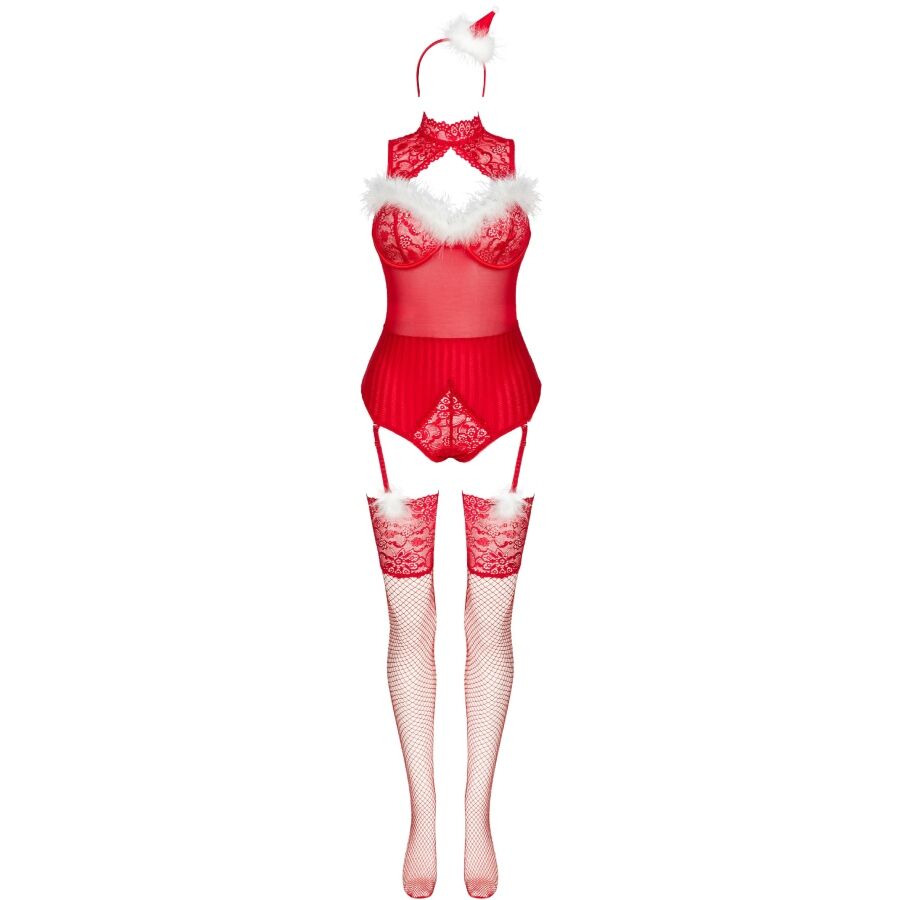LIVCO CORSETTI FASHION - LIMPID SNOWFLAKES LC 90604 BODY + MEIAS + TIARA DE NATAL TAMANHO S/M - Image 3