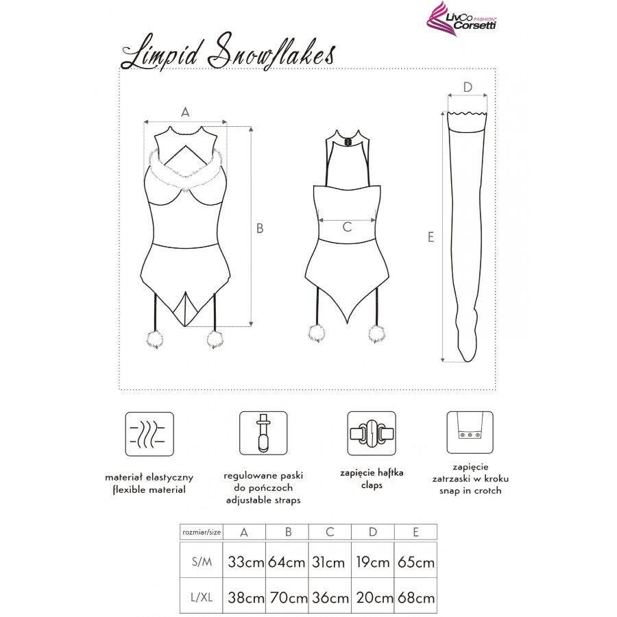 LIVCO CORSETTI FASHION - LIMPID SNOWFLAKES LC 90604 BODY + MEIAS + TIARA DE NATAL TAMANHO S/M - Image 5