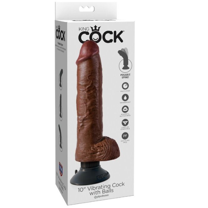 KING COCK - DILDO VIBRADOR COM TESTÍCULOS 25.5 CM COR MARROM - Image 3